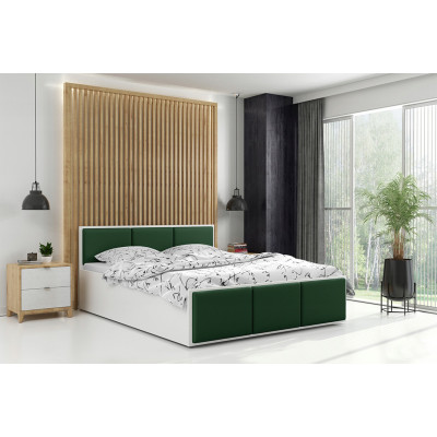 Čalúnená posteľ PANAMA XT 160x200cm výklopná biela - smaragdová